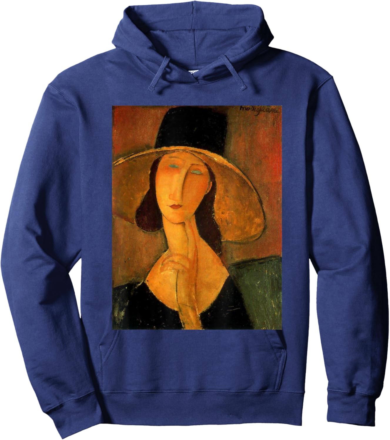 Amedeo Modigliani's Jeanne Hebuterne in a Large Hat Hoodie - Hoodie | Navy
