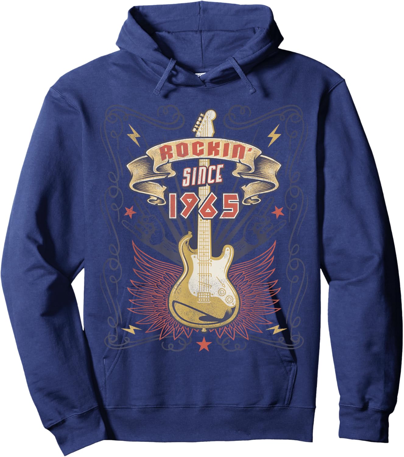 Vintage Rock Music Lover Rockin Since 1965 Hoodie - Hoodie | Navy