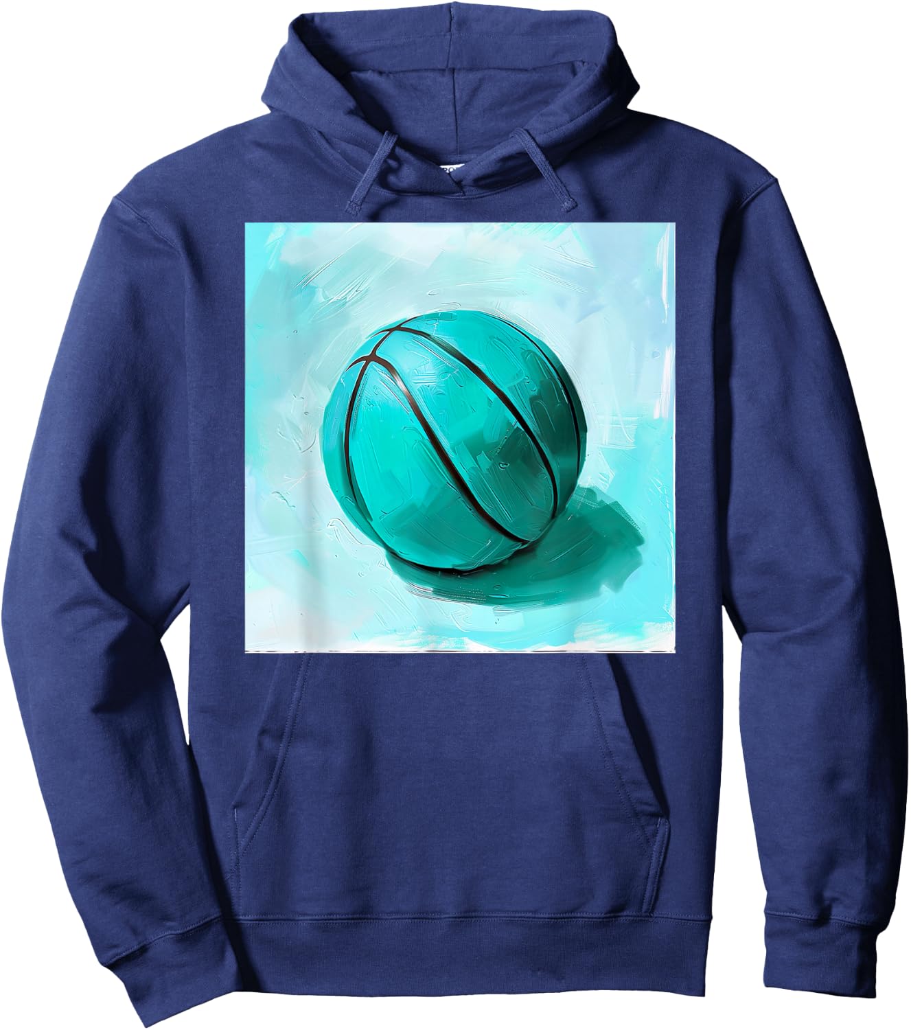 Basketball Ball Sports Teal Turquoise Black Hoodie - Hoodie | Navy