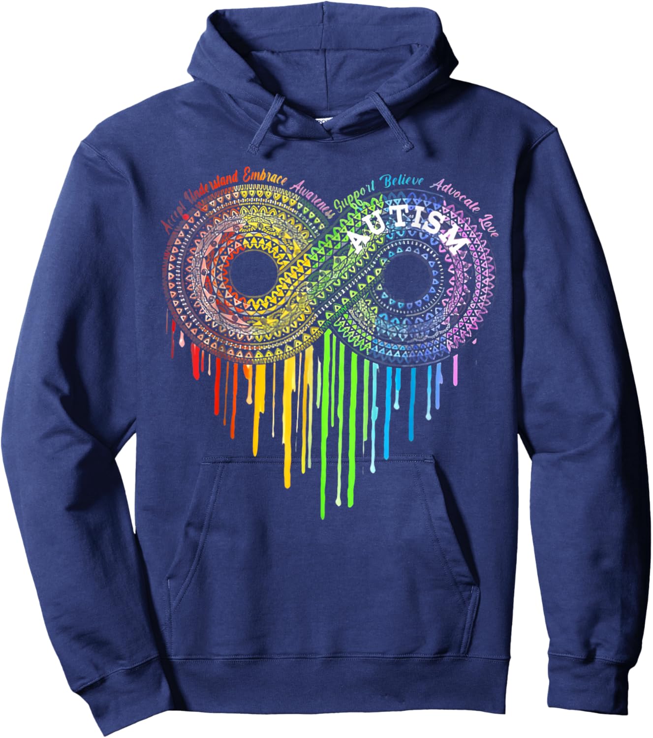 Autism Rainbow Infinity Symbol Asd Awareness Hoodie - Hoodie | Navy