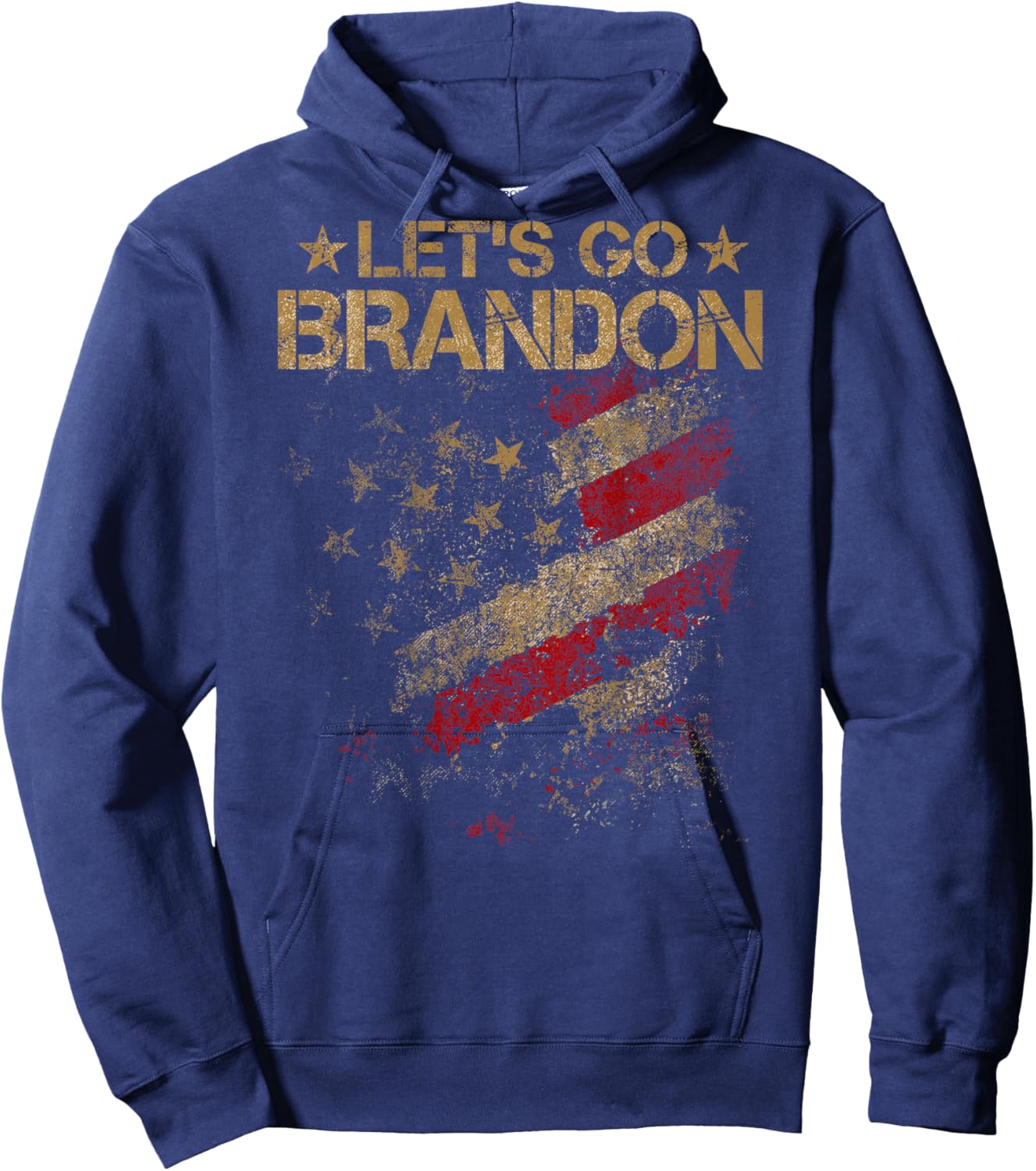 Let's Go Brandon Vintage American Flag Patriotic on back Hoodie - Hoodie | Navy