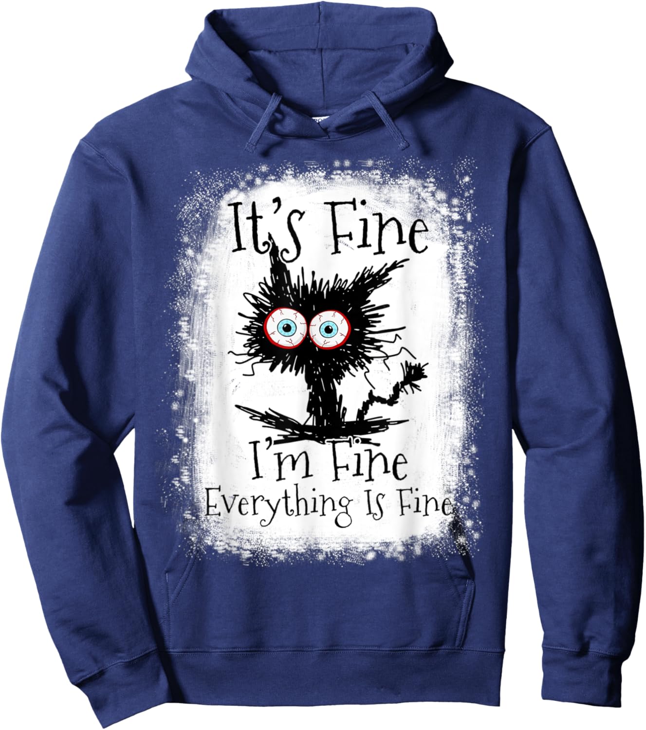It's Fine I'm Fine Everything Is Fine Funny Black Cat Women Kids Hoodie - Hoodie | Navy