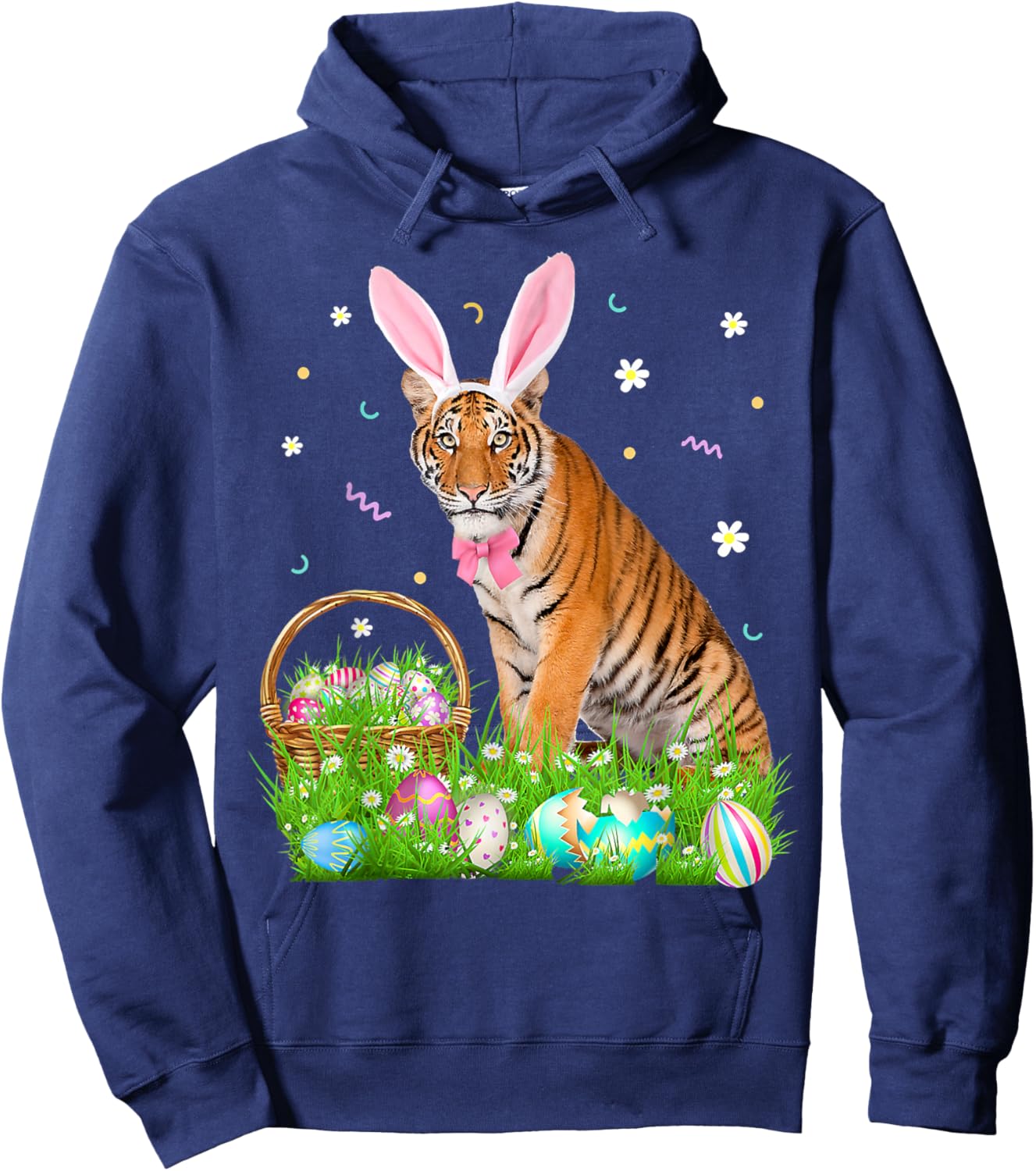 Cute Tiger Easter Day Bunny Eggs Easter Costume Hoodie - Hoodie | Navy