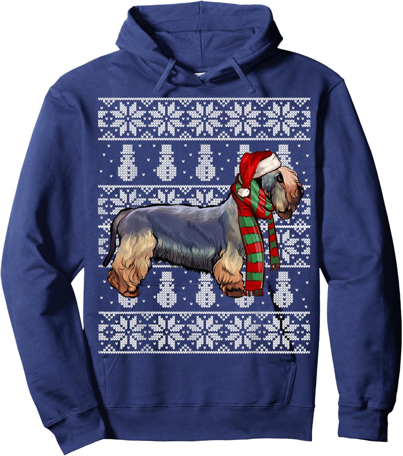 Santa Hat Xmas Cesky Terrier Ugly Christmas Hoodie - Hoodie | Navy