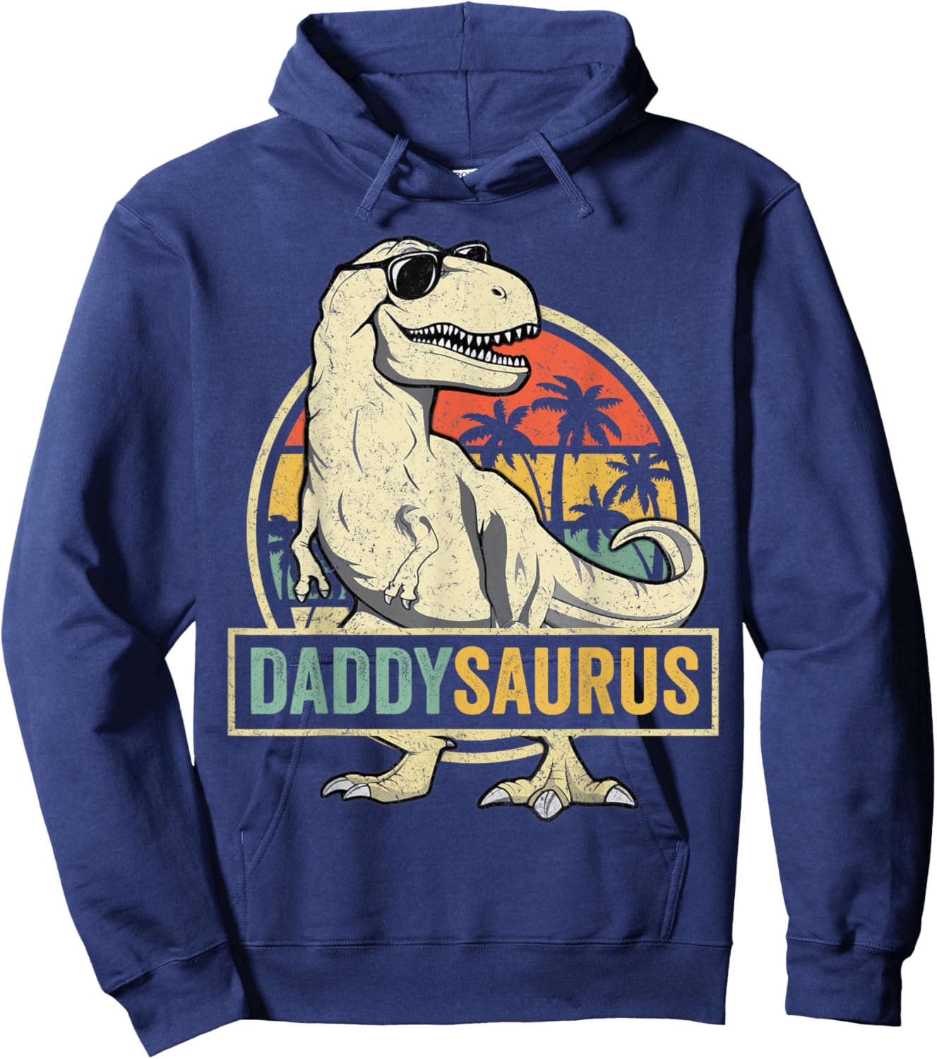 Daddysaurus T Rex Dinosaur Daddy Saurus Family Matching Hoodie - Hoodie | Navy