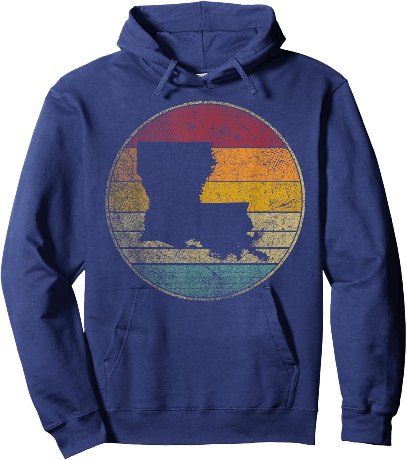 Louisiana Retro Style Vintage Distressed 70s 80s 90s Gift Hoodie - Hoodie | Navy