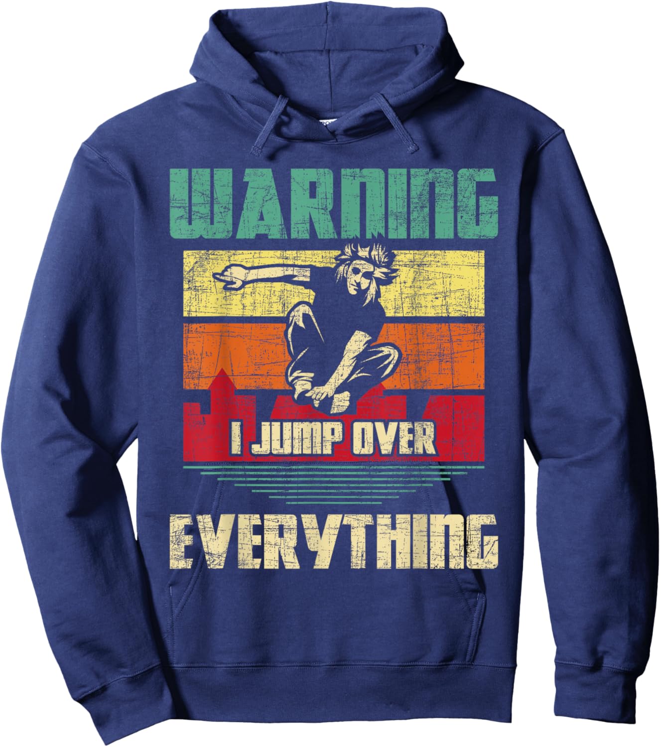 Warning I Jump Over Everything - Parkour Enthusiast Hoodie - Hoodie | Navy