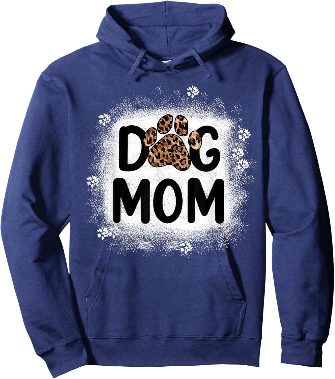 Women Bleached Dog Mom Shirts Dog Mom Paw Leopard Hoodie - Hoodie | Navy