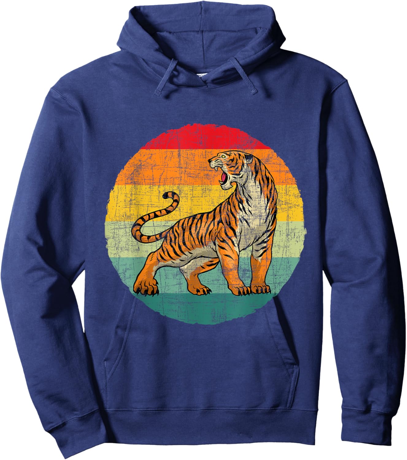 Retro Vintage Tiger - Zoologist Zookeeper Zoo Safari Lover Hoodie - Hoodie | Navy