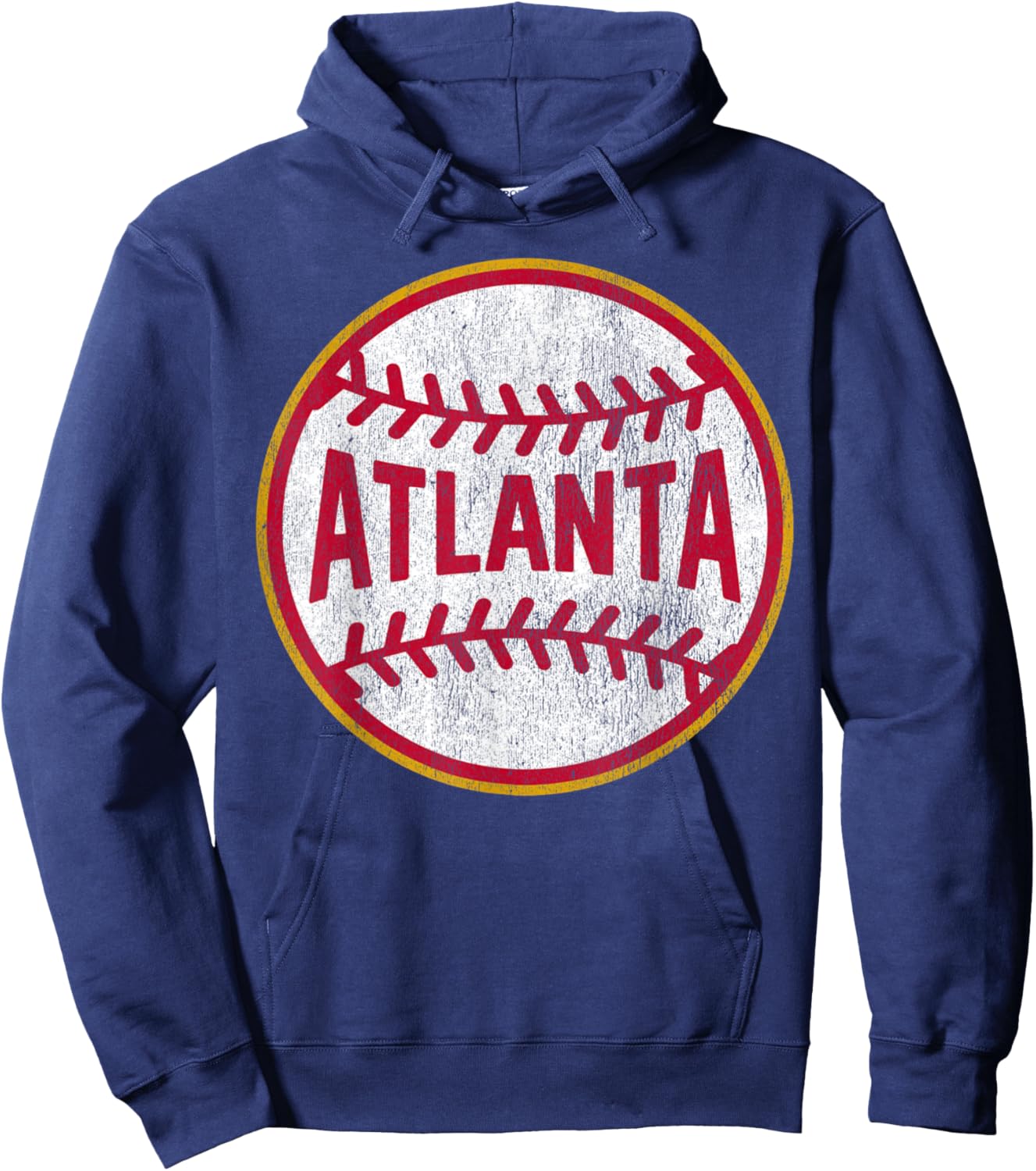 Atlanta Vintage Baseball Throwback Retro Design Hoodie - Hoodie | Navy