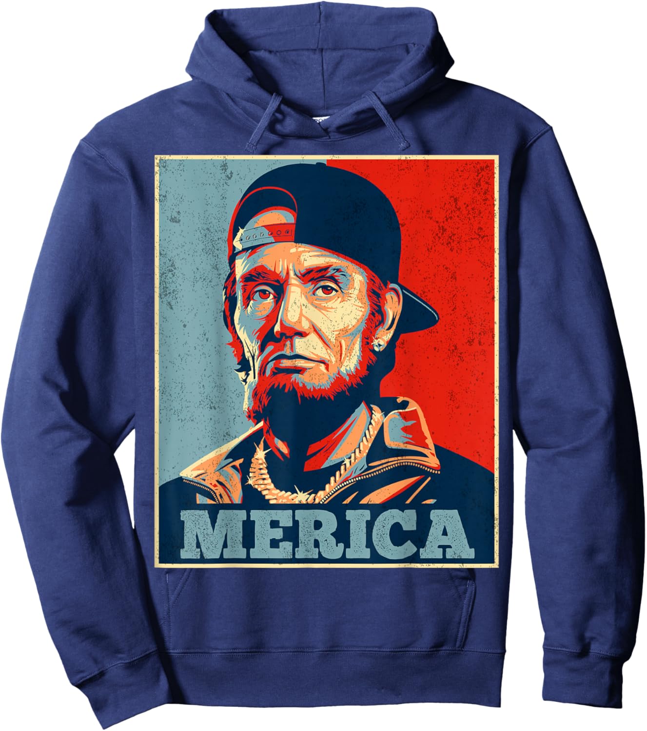 Abraham Lincoln 4th of July Merica Men Women American Flag Hoodie - Hoodie | Navy