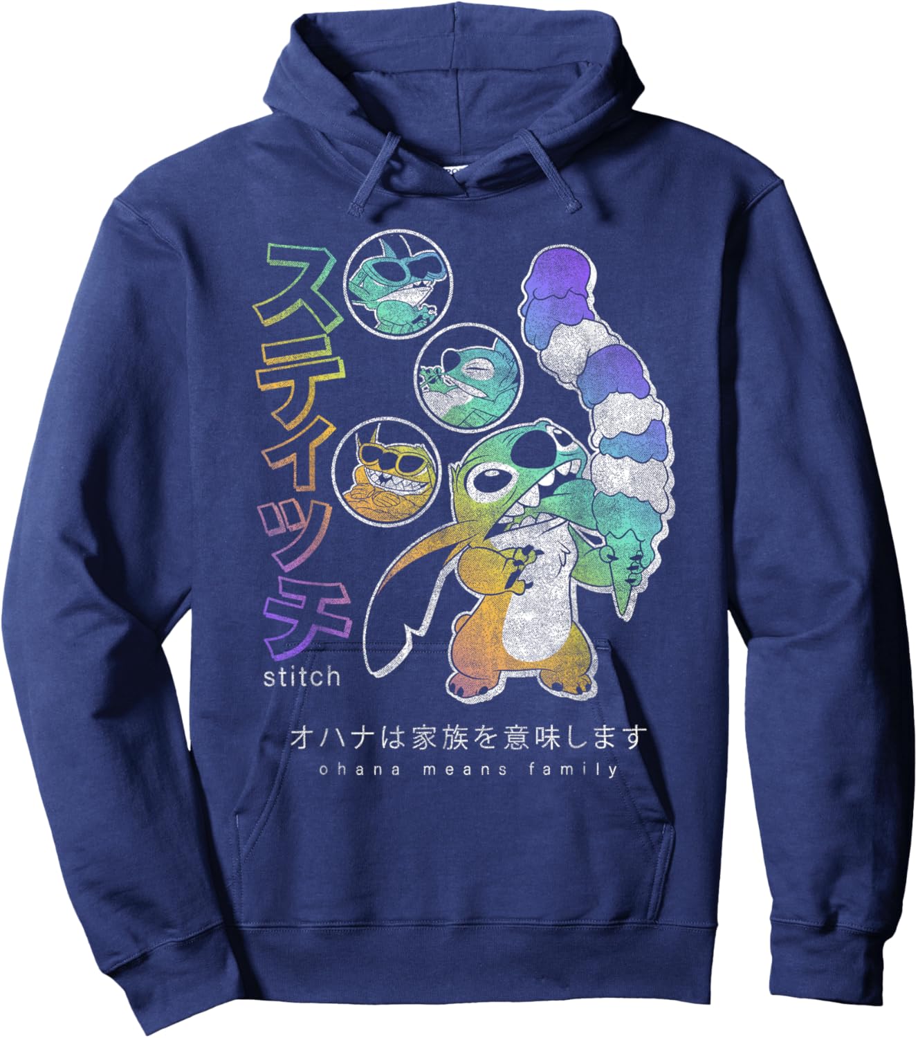 Disney Lilo & Stitch Kanji Ice Cream Stitch Hoodie - Hoodie | Navy