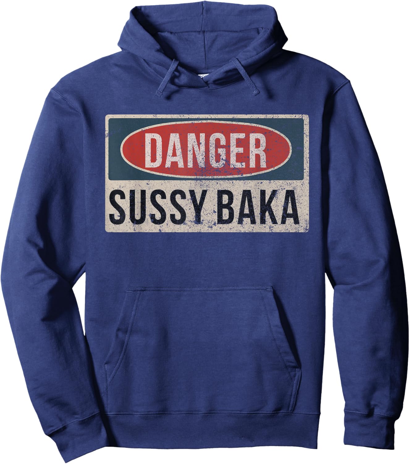 Sussy Baka Danger Sign Funny Gaming Meme Hoodie - Hoodie | Navy