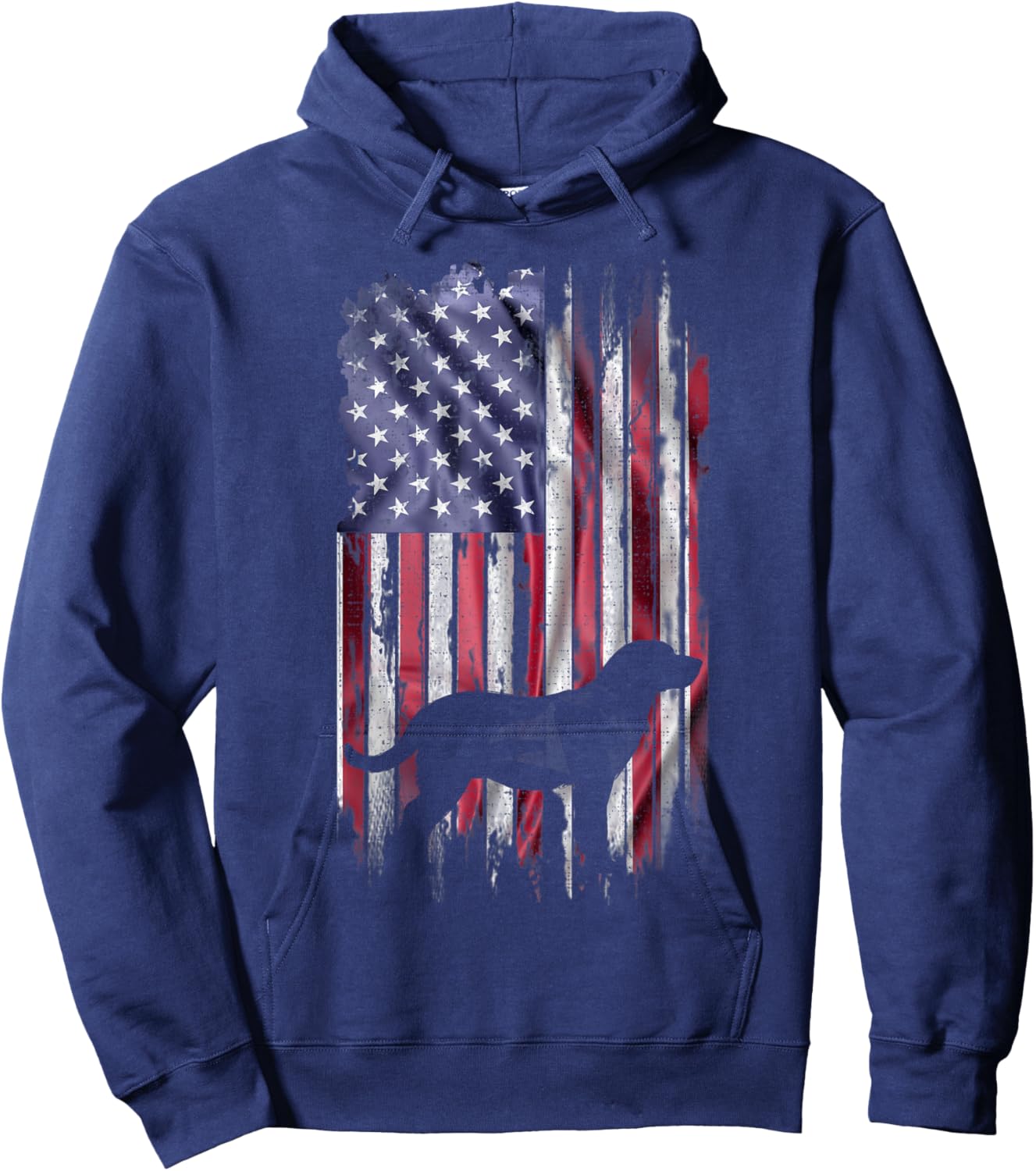Vintage USA Flag Love Labrador Retriever Dog Lab Silhouette Hoodie - Hoodie | Navy