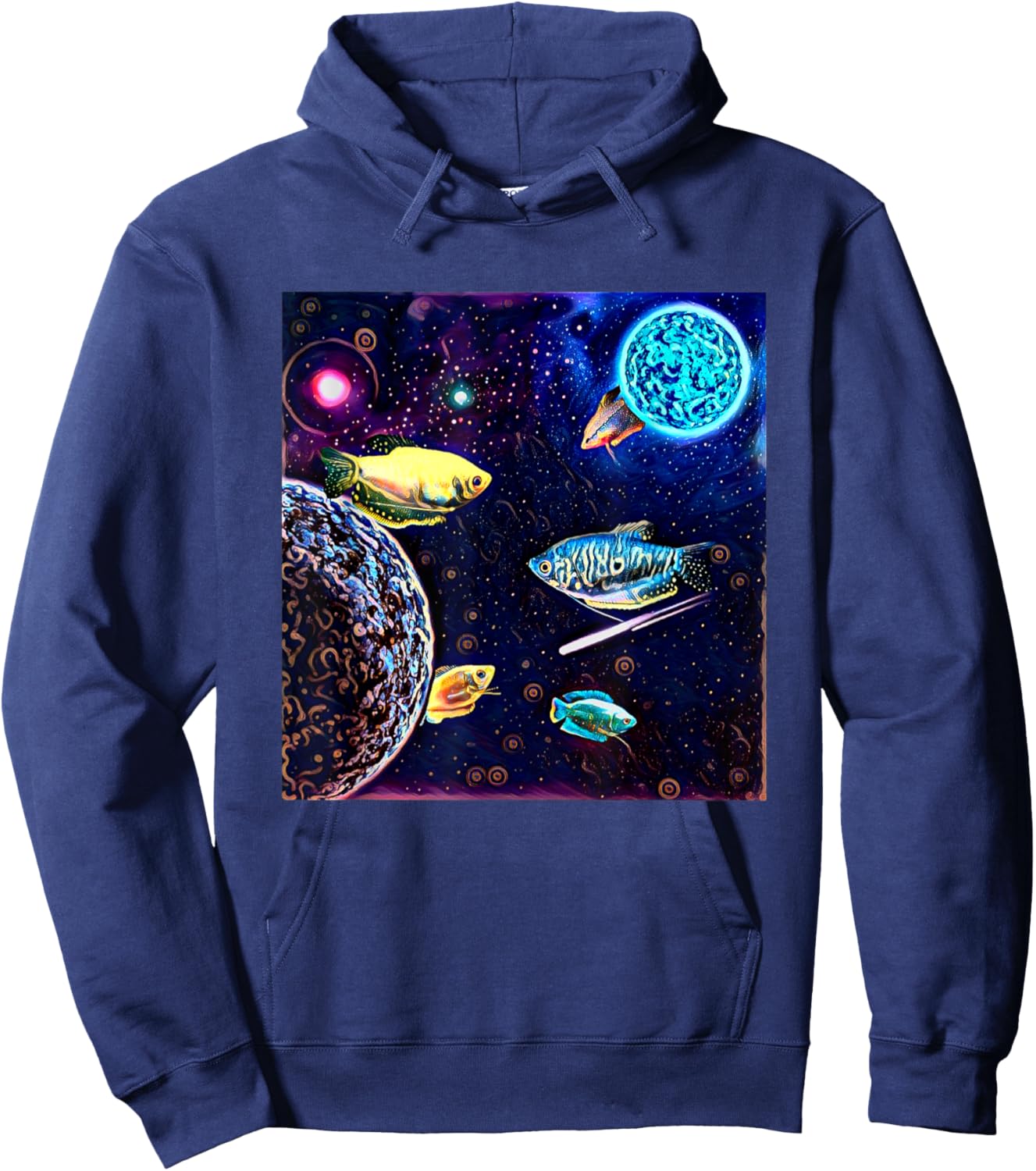 Gouramis Galaxy Planets Aquarium Fish Tank Keepers Hoodie - Hoodie | Navy