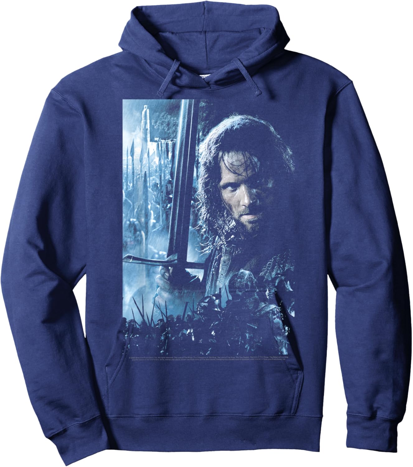 Lord of The Rings Aragorn Battle Poster Hoodie - Hoodie | Navy