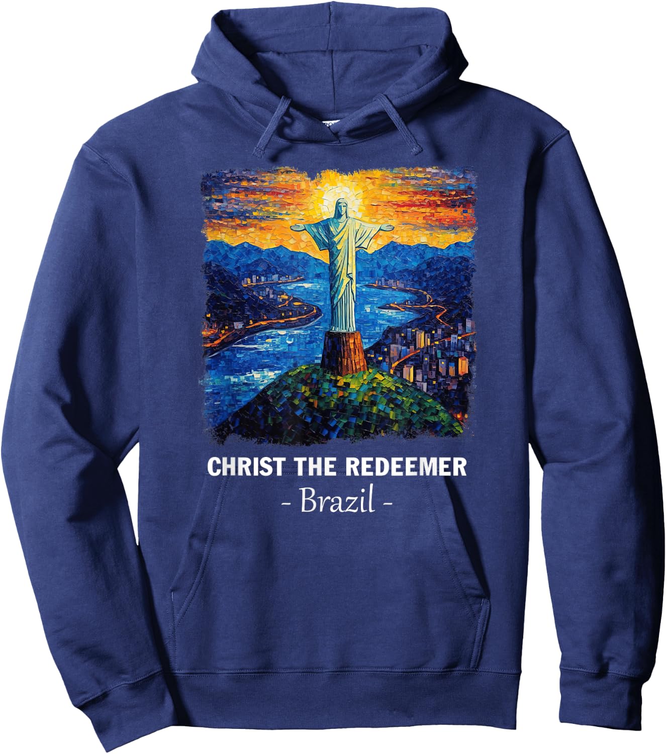 Beautiful Christ the Redeemer Brazil Ancient Wonder World Hoodie - Hoodie | Navy