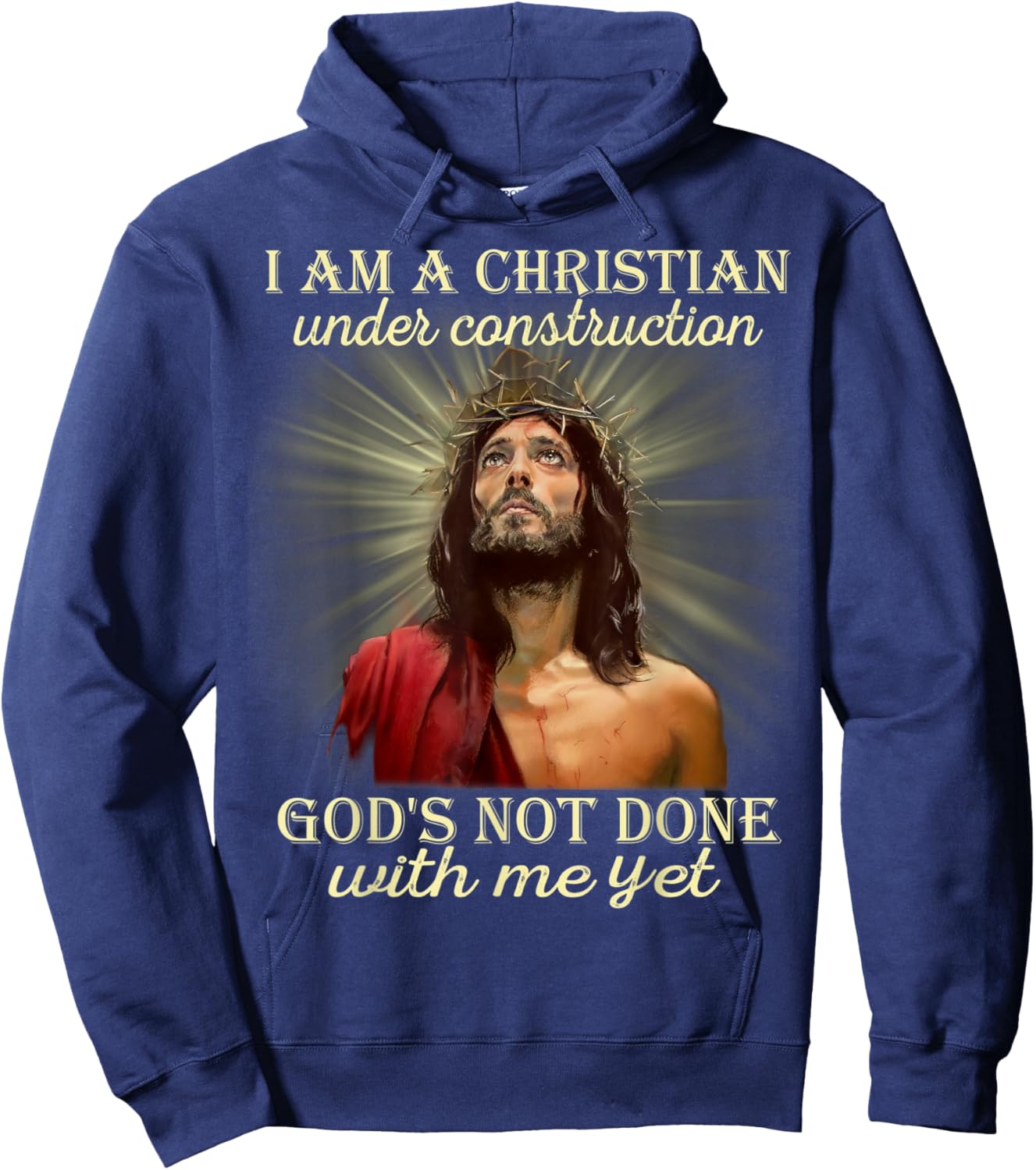 I Am A Christian Under Construction, Christian Costume Hoodie - Hoodie | Navy