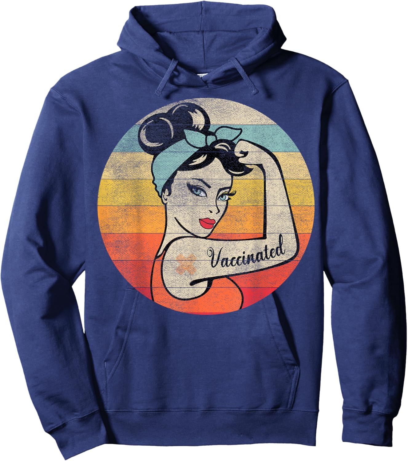 Vaccinated Retro Believes in Vaccines Immunization Hoodie - Hoodie | Navy
