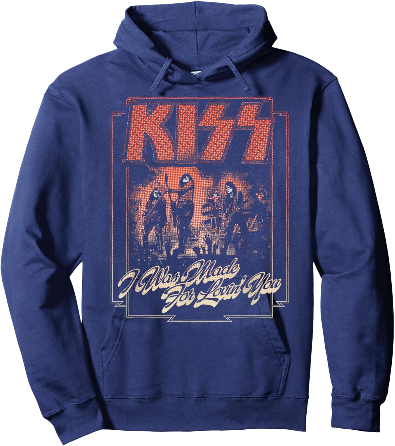 KISS - Black Lovin You , Men, -Adults, Short Sleeve, Small, Cotton 100% Hoodie - Hoodie | Navy