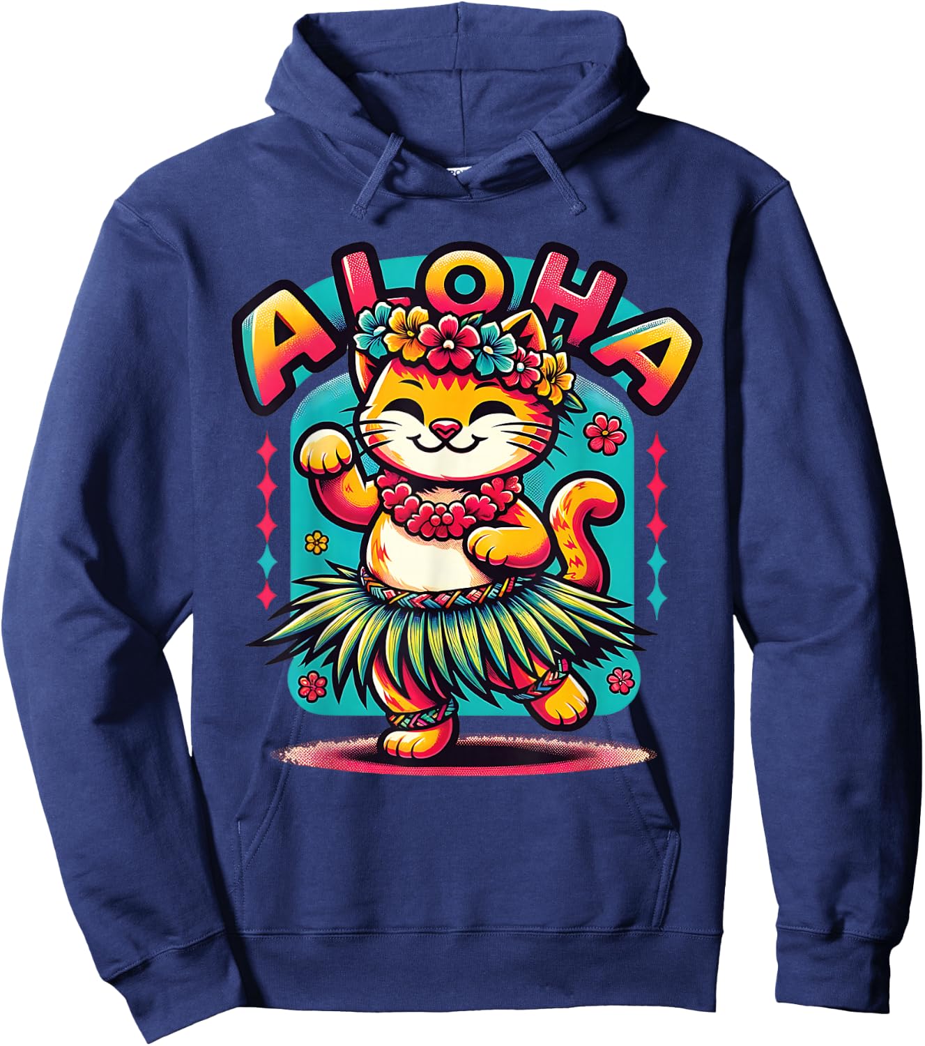 Aloha Hawaii Hawaiian Hula Dance Cats Shirt Cat Lover Hula Hoodie - Hoodie | Navy
