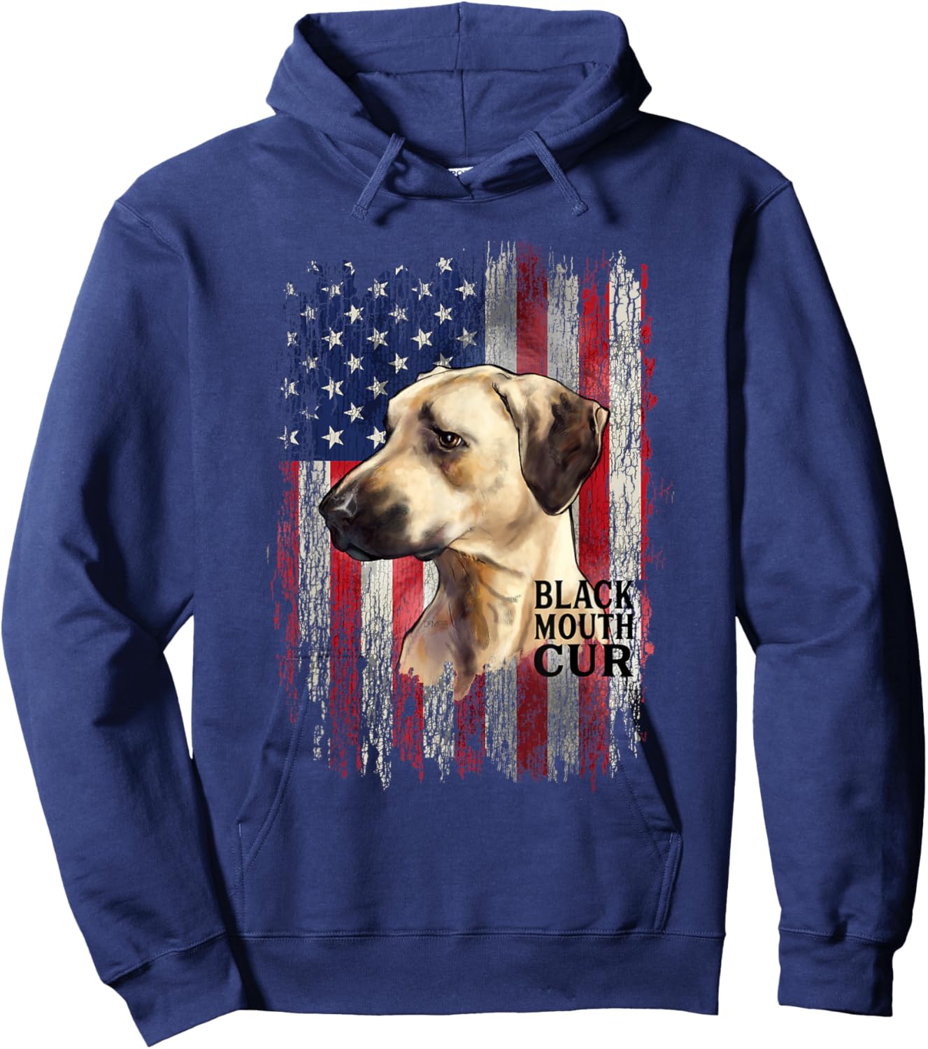 Black Mouth Cur Dog Owner, Yellow Cur Pet Dog Lover USA Flag Women Kids Men Hoodie - Hoodie | Navy