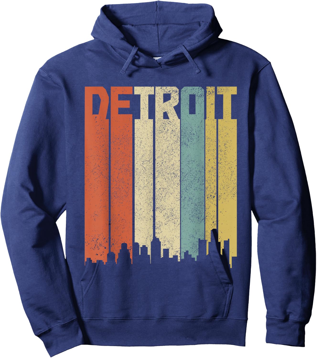 Detroit Skyline Pride Michigan Vintage Retro Hoodie - Hoodie | Navy