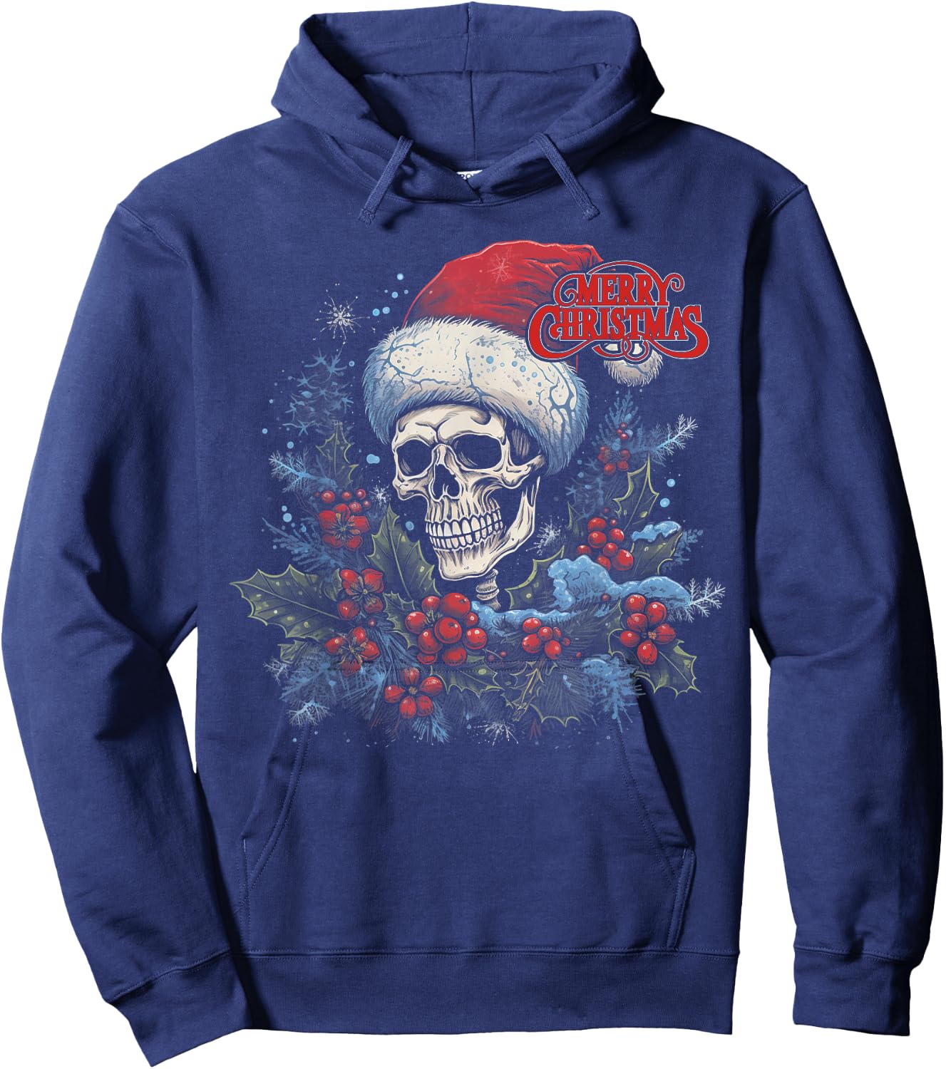 Skeleton Skull Funny Merry Christmas Santa Matching Family Hoodie - Hoodie | Navy
