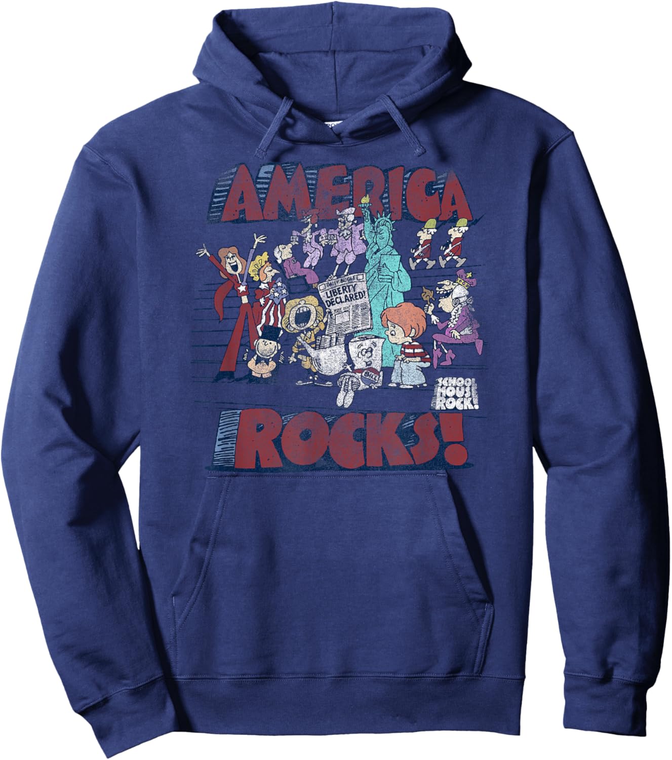 Schoolhouse Rock America Rocks Vintage Cartoon Hoodie - Hoodie | Navy
