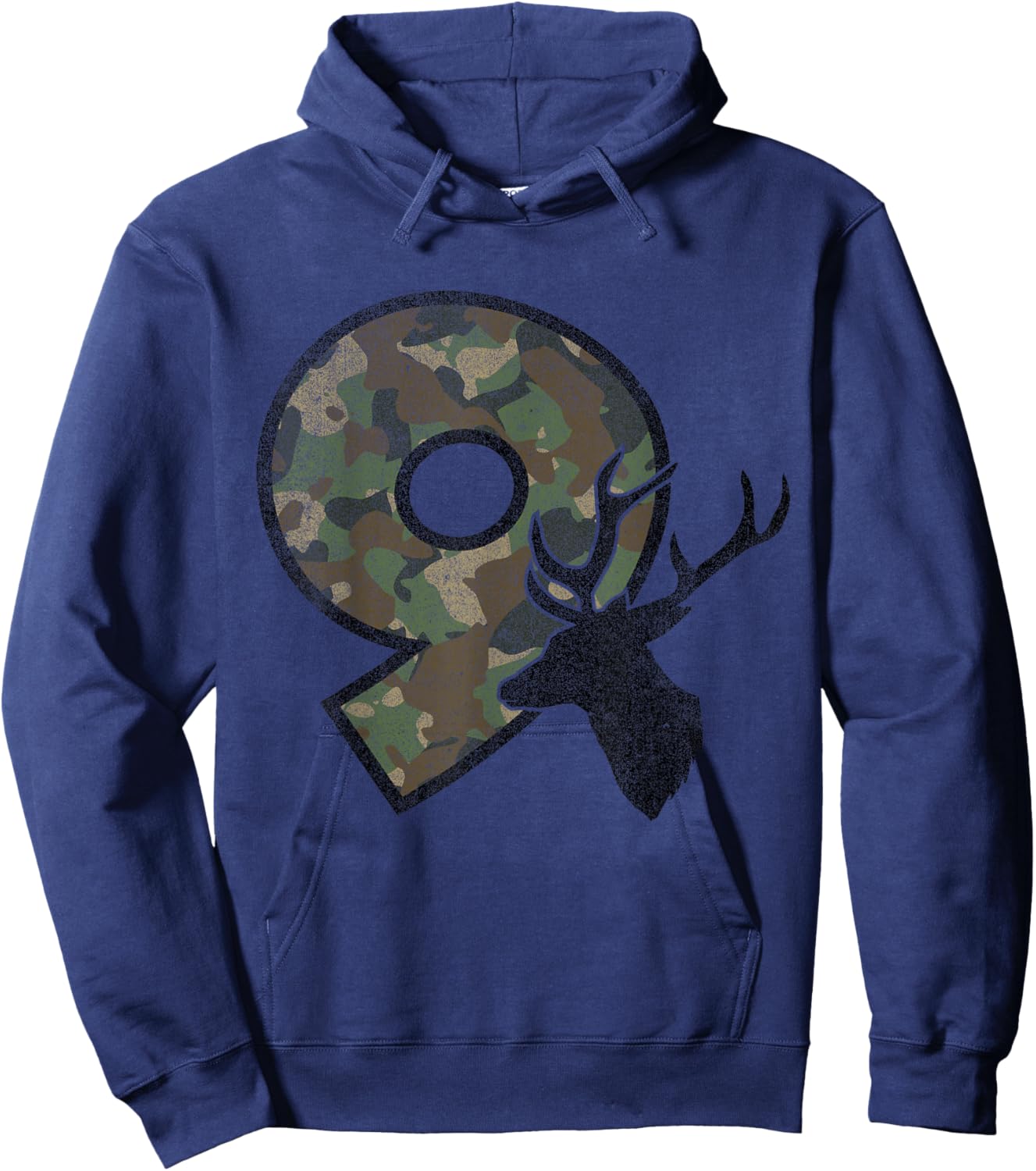 9 Nine Year Old Boy Ninth Birthday Country Camo Deer Hunter Hoodie - Hoodie | Navy