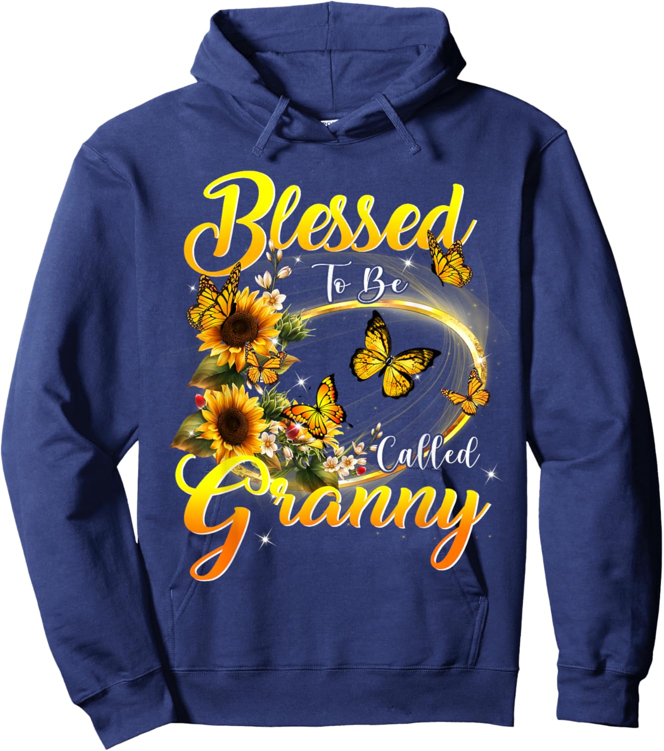 Blessed to be called Granny Shirt Sunflower Lovers Grandma Hoodie - Hoodie | Navy