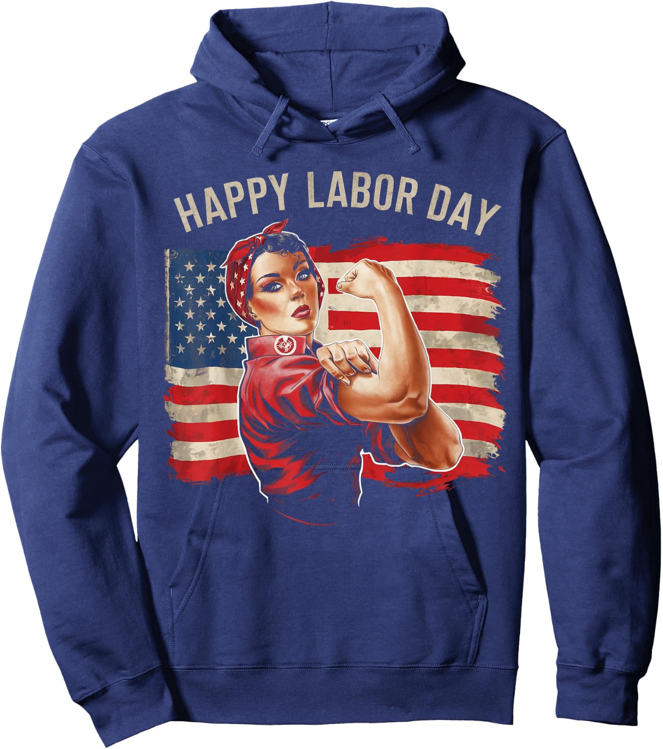 Happy Labor Day Labor Day Messy Bun USA Flag Hoodie - Hoodie | Navy