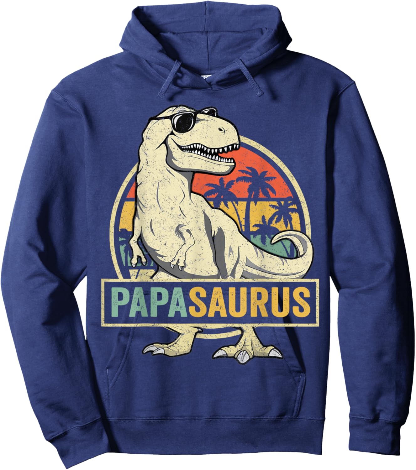 Papasaurus T Rex Dinosaur Papa Saurus Family Matching Hoodie - Hoodie | Navy