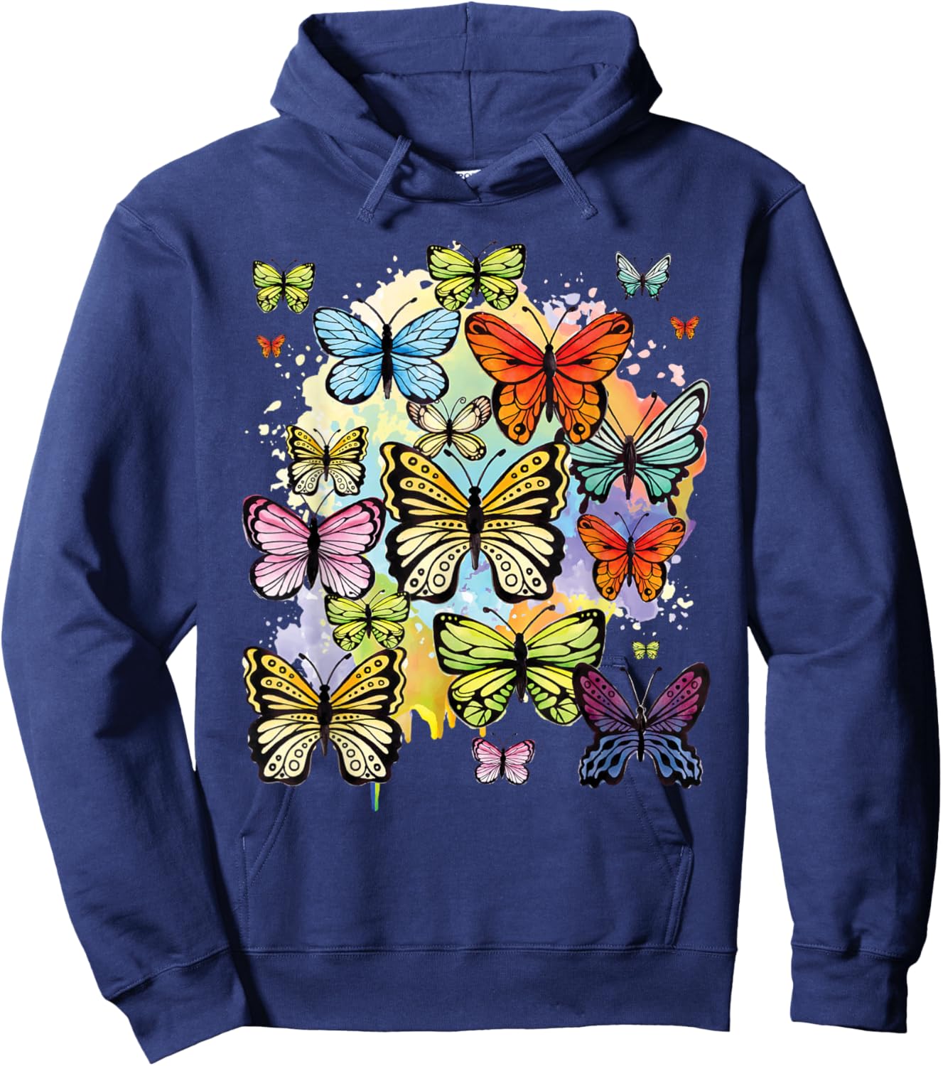 Rainbow Butterflies - Butterfly Lover Entomologist Gardener Hoodie - Hoodie | Navy