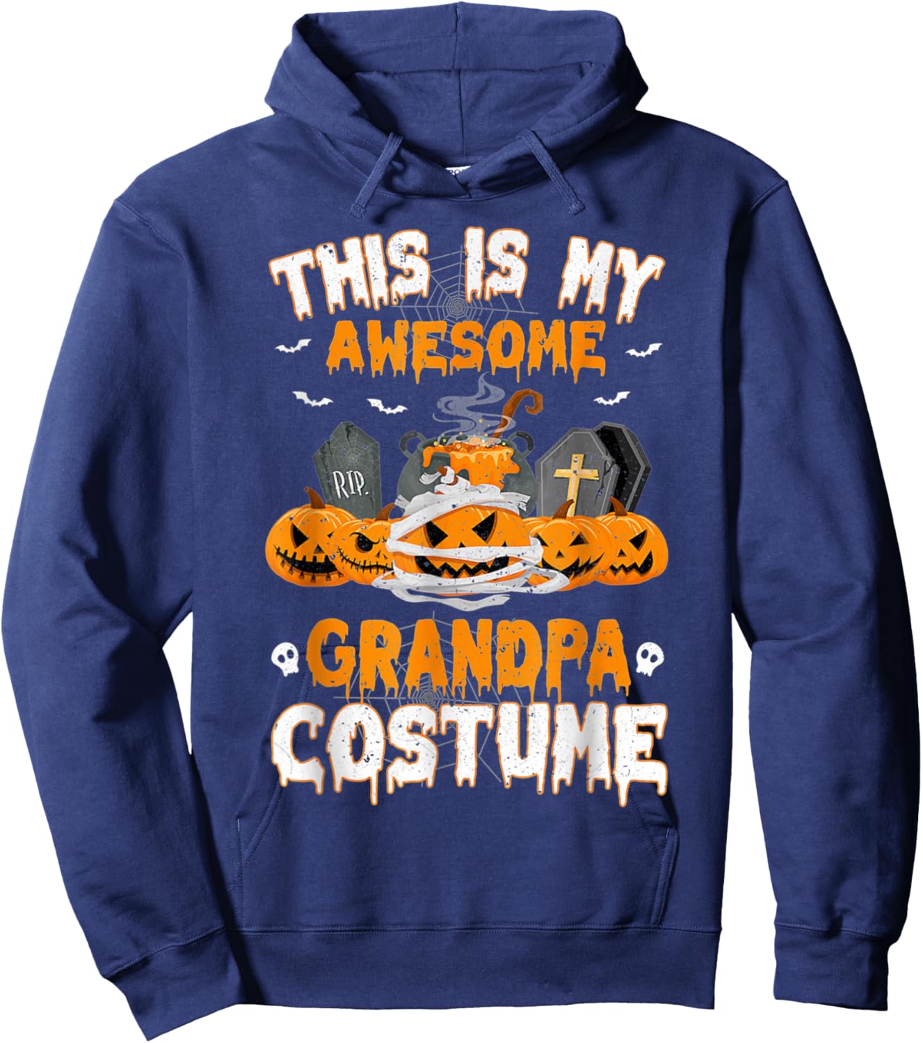This Is My Awesome Grandpa Costume Scary Pumpkin Halloween Hoodie - Hoodie | Navy