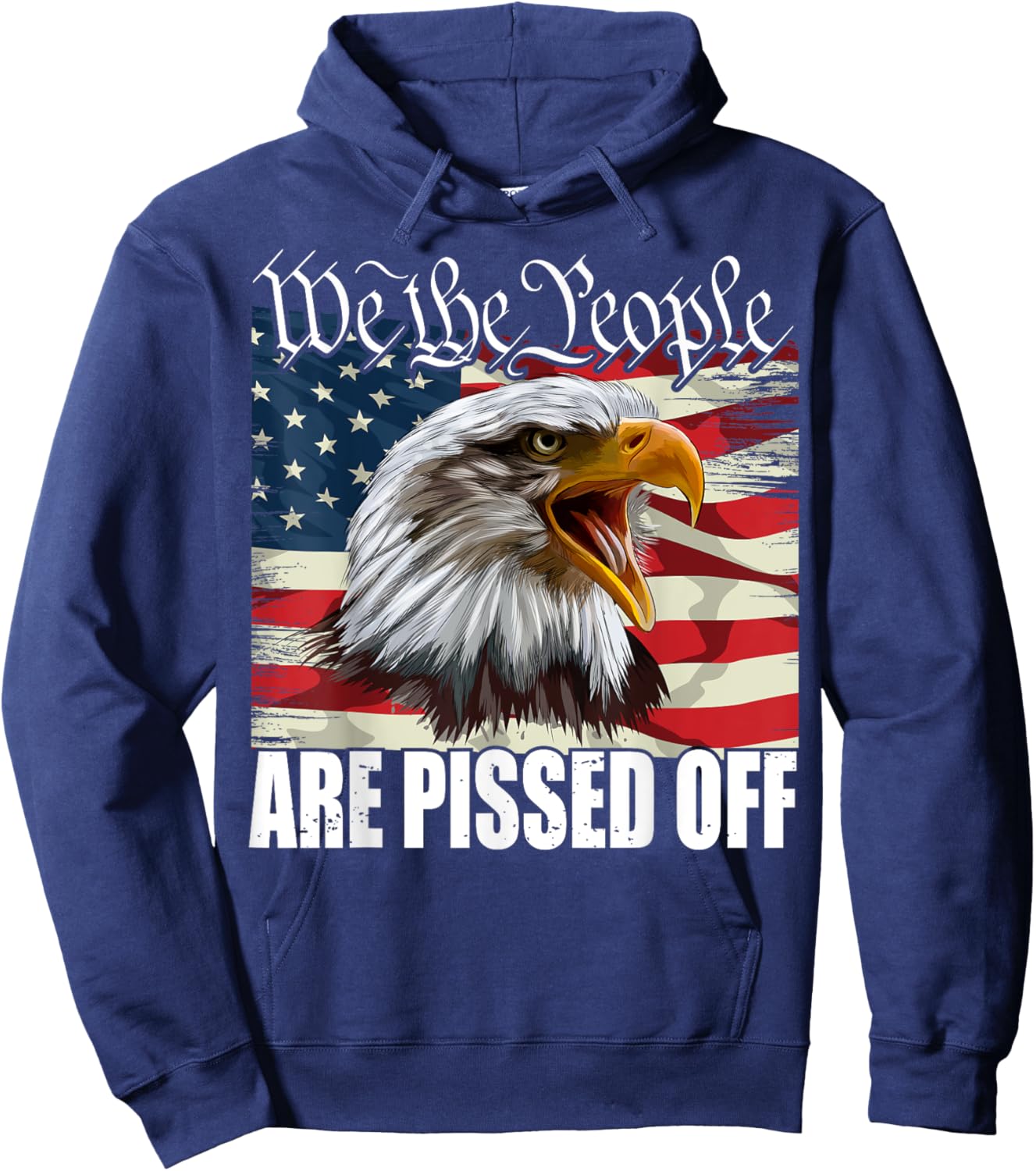 funny American flag bald eagle we the people are pissed off Hoodie - Hoodie | Navy