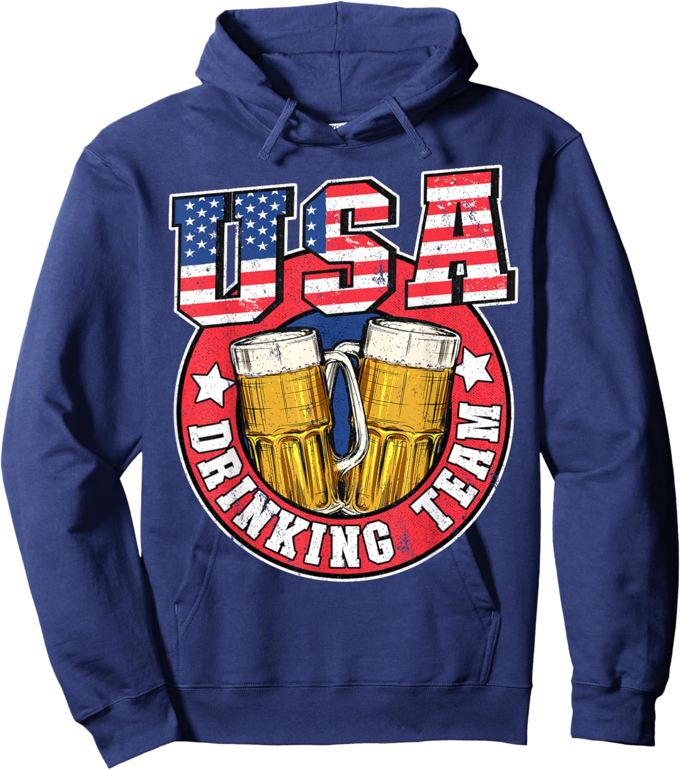 USA Drinking Team US American Flag 4th Of July Beer Drinking Hoodie - Hoodie | Navy