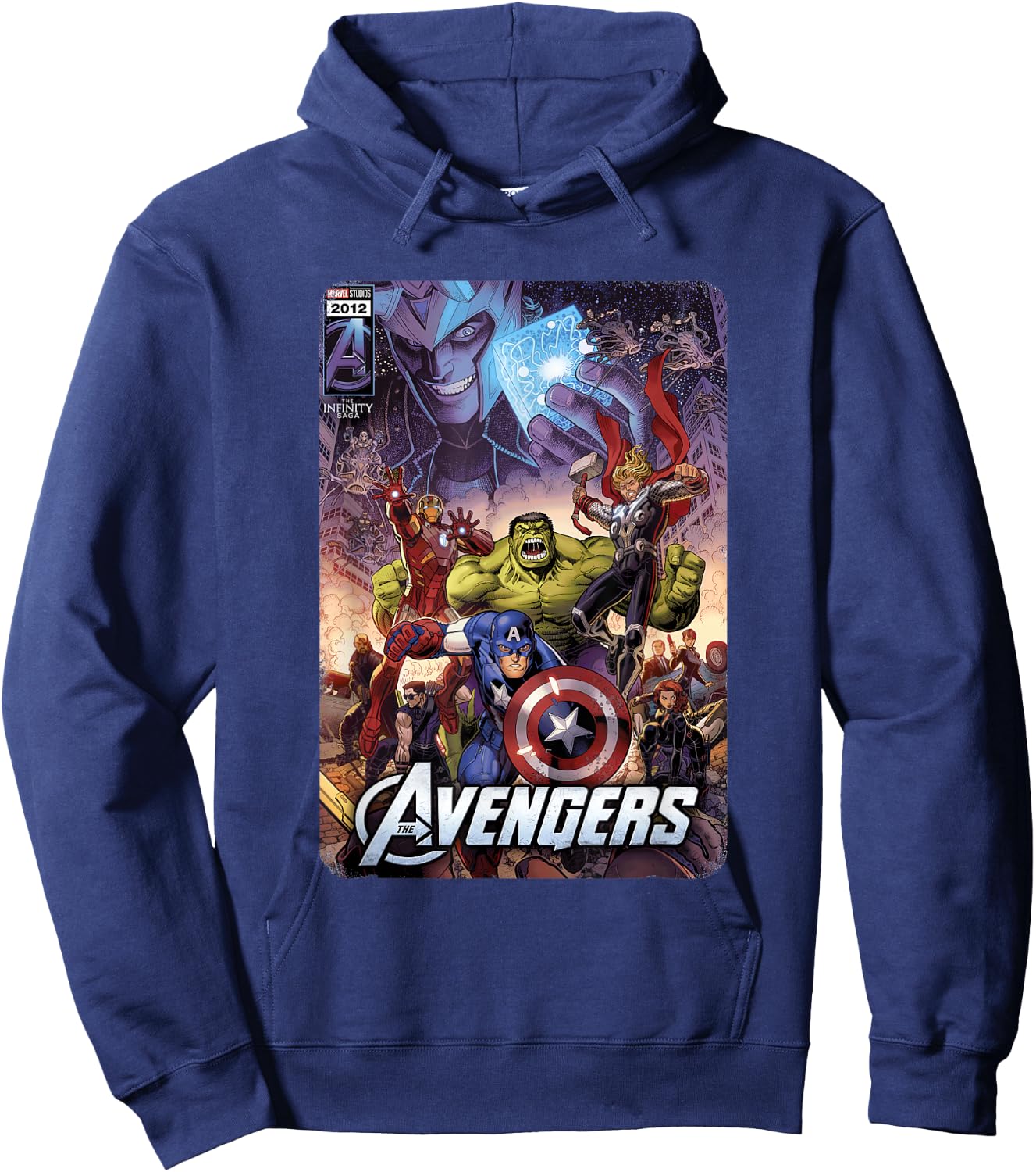 Marvel The Avengers Infinity Saga comic cover Hoodie - Hoodie | Navy
