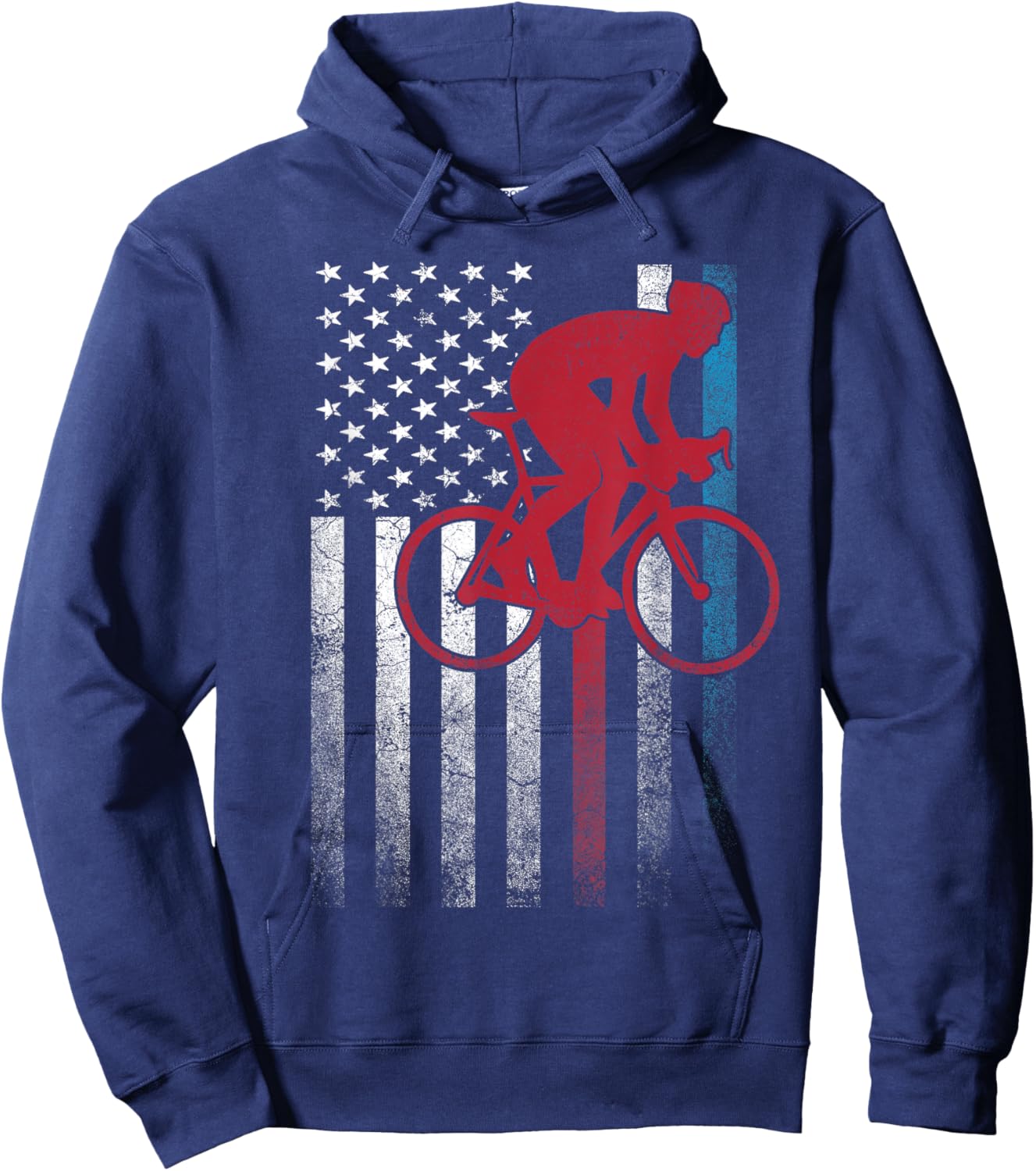 Cycling Bike Bicycle 4th of July Gift American Flag USA Kids Men Hoodie - Hoodie | Navy