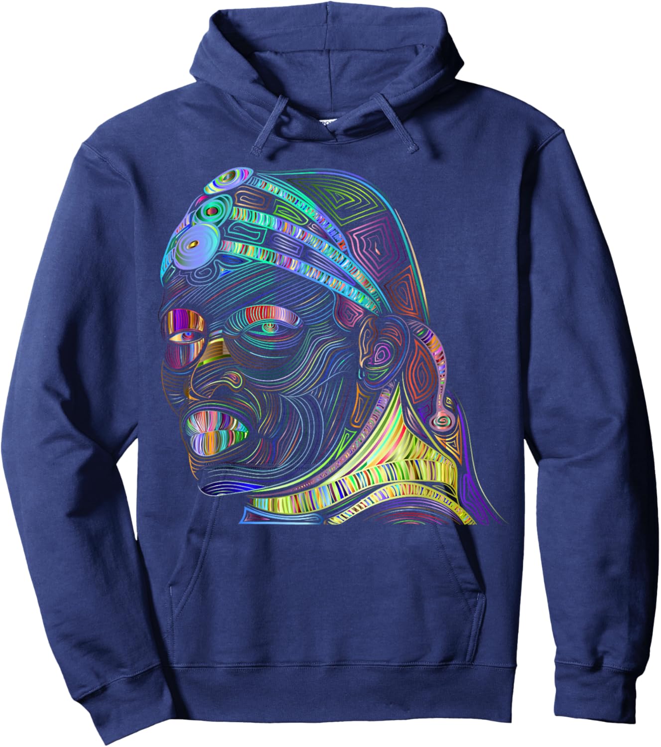 Colorful Maasai African Abstract Art Portait Hoodie - Hoodie | Navy