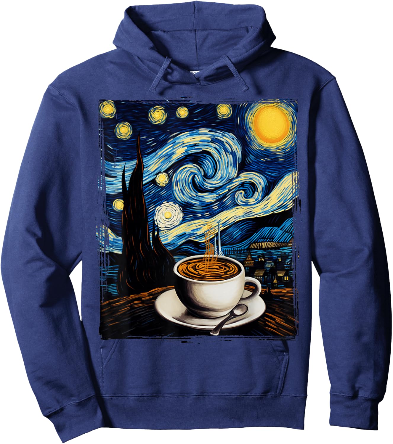 Coffee Lovers Art Van Gogh Funny Barista Espresso Coffee Hoodie - Hoodie | Navy