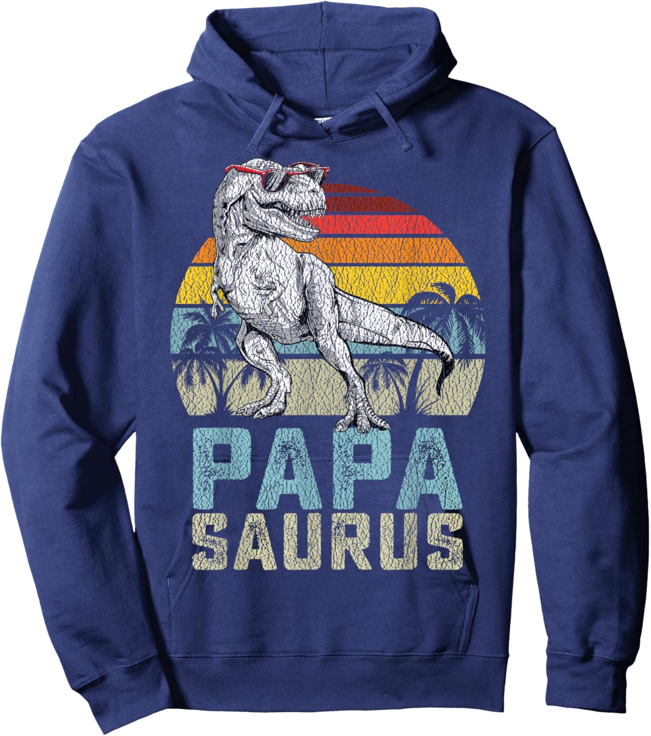 Papasaurus T Rex Dinosaur Papa Saurus Family Matching Hoodie - Hoodie | Navy