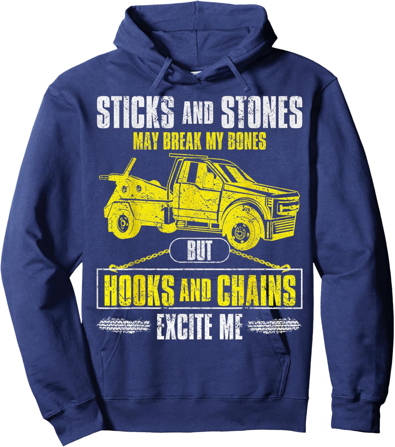 Tow Truck Driver Breakdown Lorry - Thin Yellow Line Trucker Hoodie - Hoodie | Navy