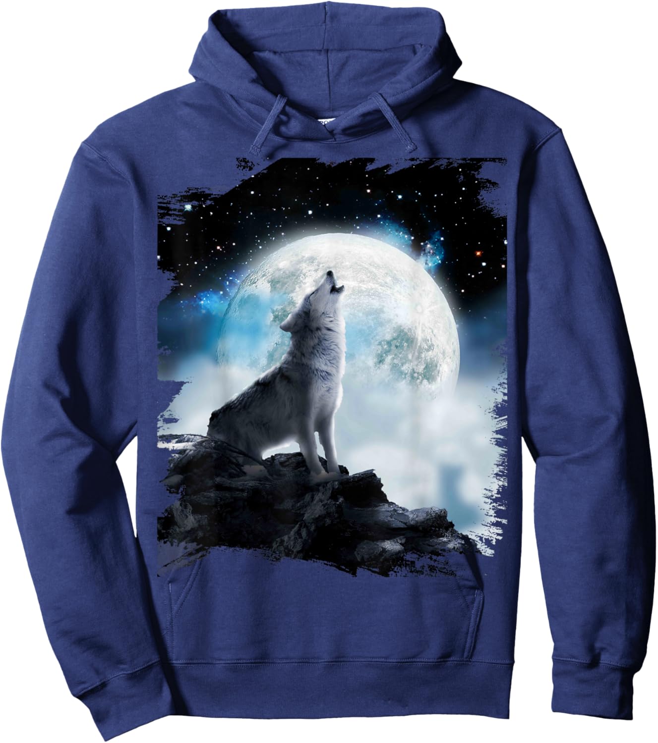 Cosmic Space Wolf Wolves Howling At Moon Hoodie - Hoodie | Navy