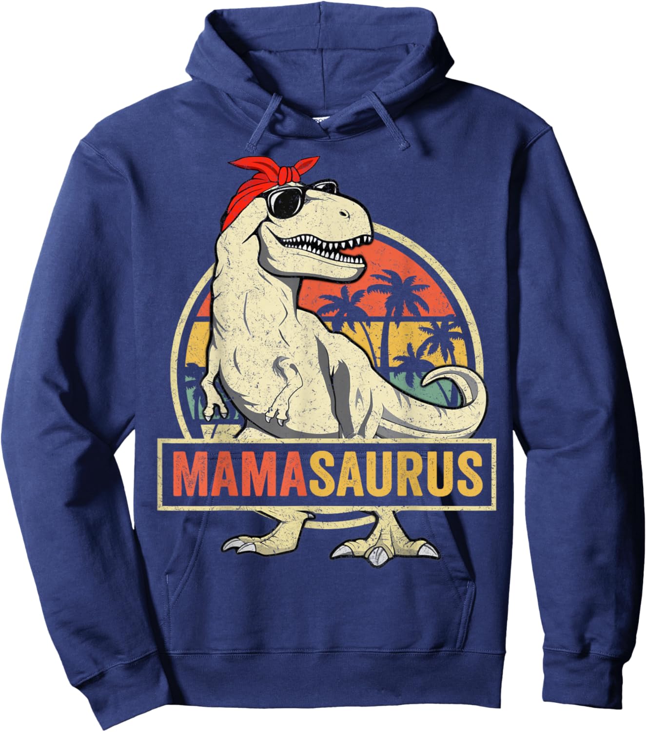 Family Saurus Shirts Store Mamasaurus T Rex Dinosaur Funny Mother's Day Gifts Mom Mommy Adult Classic Fit Black Short Sleeve Hoodie - Hoodie | Navy