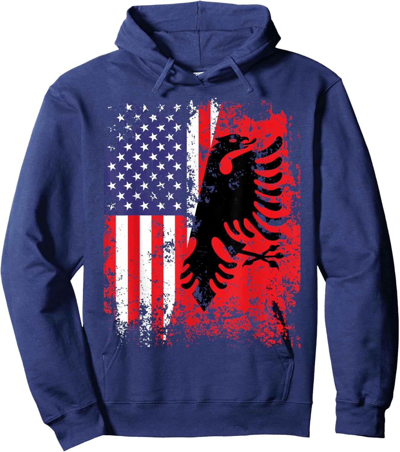 Albanian American Flag Shirt Patriotic USA Albania Flag Hoodie - Hoodie | Navy