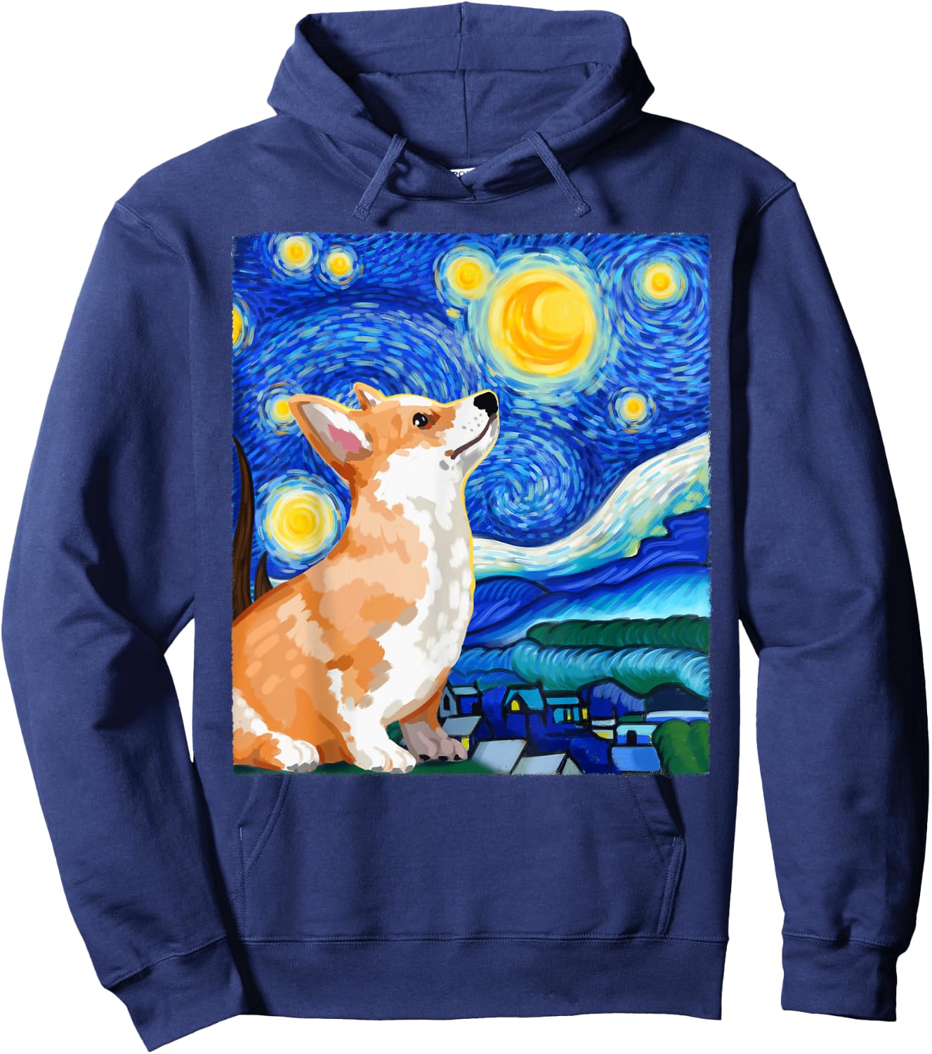 Corgi Dog, Dog Lover, Starry Night Dog, Corgi Hoodie - Hoodie | Navy