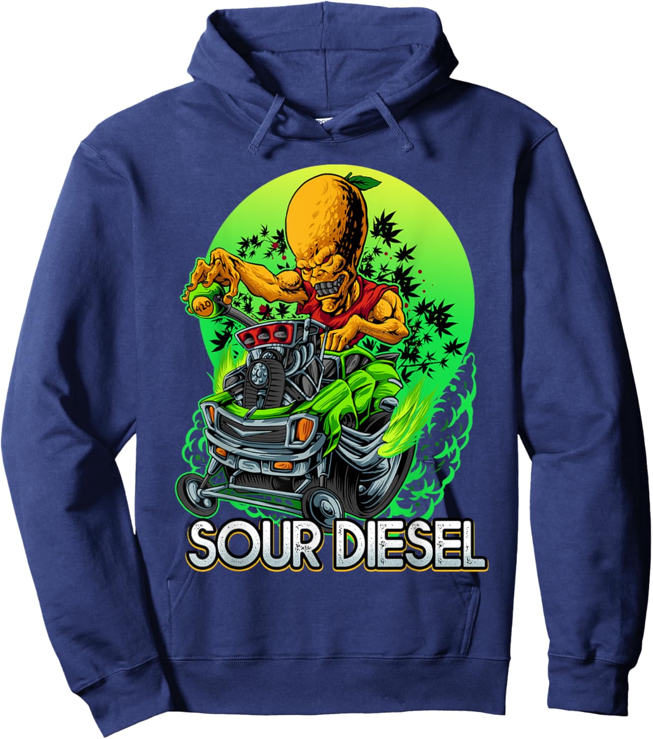 Sour Cannabis Diesel Marijuana Strain 420 Hot Alien Rod Hoodie - Hoodie | Navy