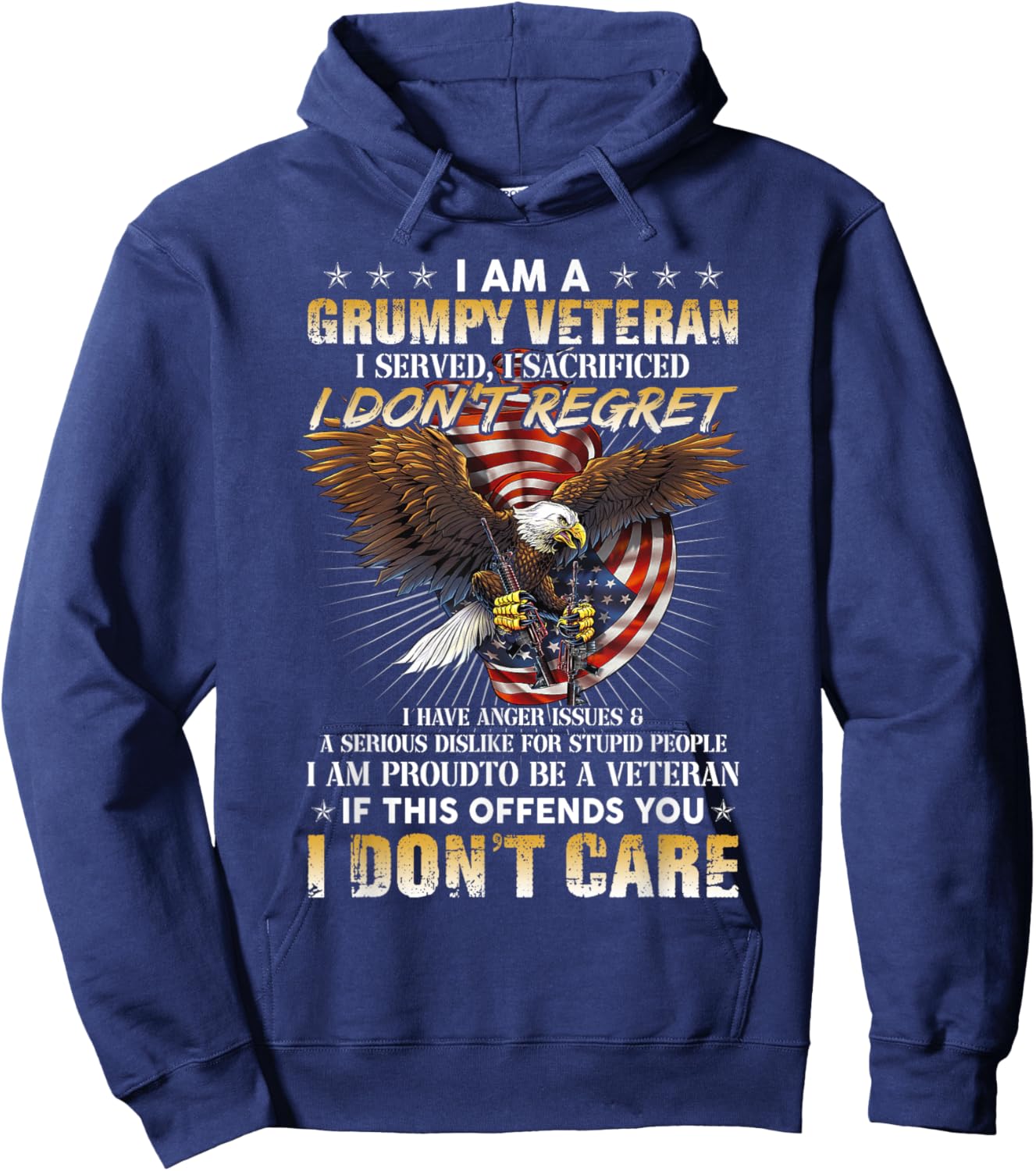 Grumpy Old Veteran Funny Veteran Father's Day Hoodie - Hoodie | Navy