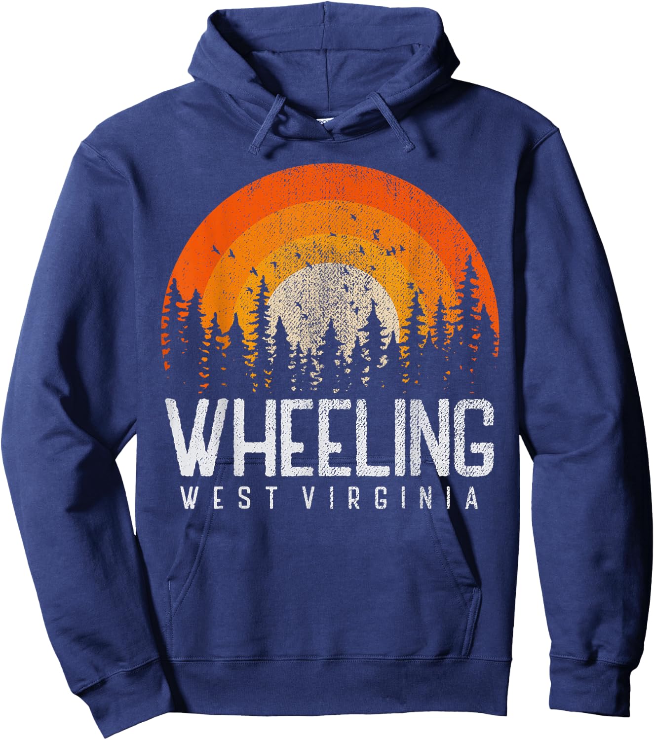 Wheeling West Virginia WV, Retro Style Vintage 70s 80s 90s Hoodie - Hoodie | Navy